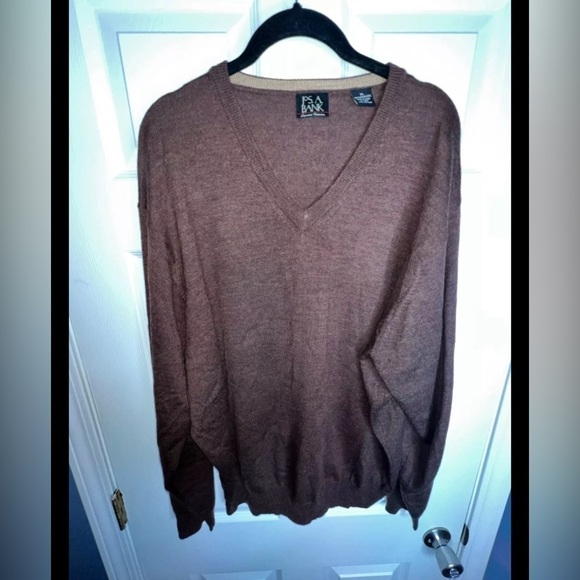 Jos A Bank Signature Collection Mens XL Brown Merino Wool Brown Sweater V-Neck - Picture 1 of 7